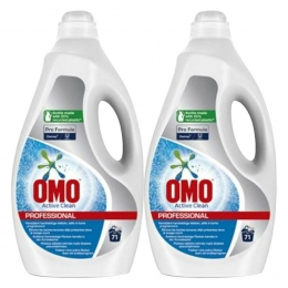 2xOmoProfessionalVloeibaarWasmiddelWitteWasActiveClean-71WasbeurtenProFormula5liter