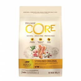 6xWellnessCoreKattenvoerSterilisedKip-Kalkoen300gr