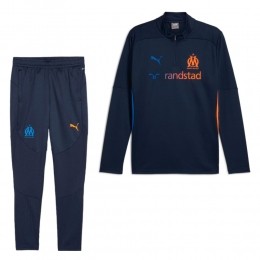 PUMAOlympiqueMarseilleTrainingspak14-Zip2024-2025KidsDonkerblauwOranje