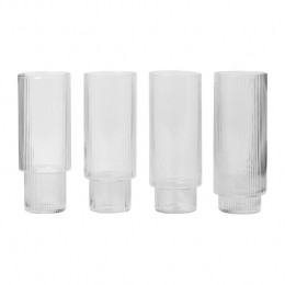 FermLIVINGRippleLongdrinkglazen-4st-Clear