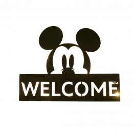 MetalDoorSignLedMickeyWelcomeBlack30x1x25cm-Disney