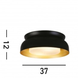SearchlightKendalplafondlampzwartgoudstaalglas