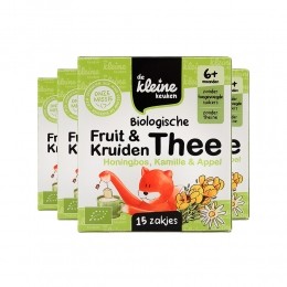 4xdeKleineKeukenBioThee6mHoningbosKamilleAppel195gr