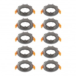 PriosplafondinbouwlampFiburdonkergrijs8cmsetvan10