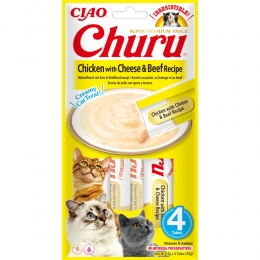 12xCiaoChuruKattensnackChickenBeefCheese4x14gr