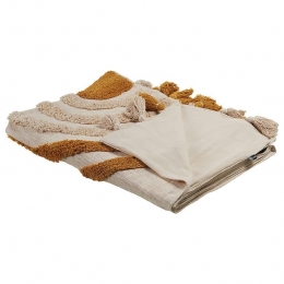 Beliani-MATHURA-Plaid-Beige-130x180cm-Katoen