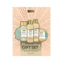 SenceCollectiongeschenksetWellnessBookRadianceBoostDouchegel100mlPeeling100mlBodyButter50mlBadstenen100gspons1set