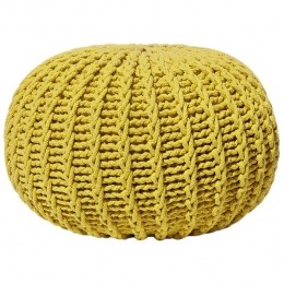 Beliani-CONRAD-Poef-Mosterdgeel-50cm-Katoen