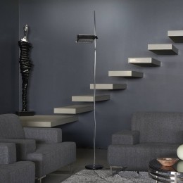 OluceLEDvloerlampColombozwartchroommetaal