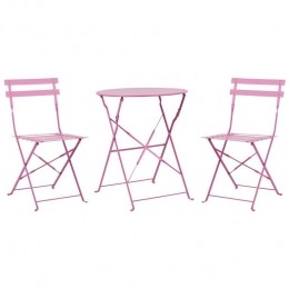 Beliani-FIORI-Bistrosetvoor2-Roze-Staal