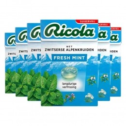 6xRicolaFreshMintSuikervrijDoosje50gr