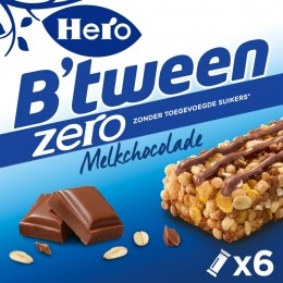 HeroBtweenMueslireepZeroMelkchocolade6x20gr