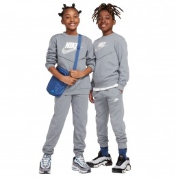 NikeSportswearBigLogoCrewTrainingspakKidsGrijsblauwWitGrijs