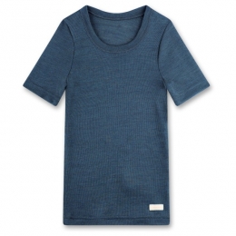 Sanetta-KidsT-Shirt12WoolSilkWool-Merino-ondergoedmaat140blauw