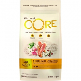 4xWellnessCoreKattenvoerSterilisedKip-Kalkoen175kg