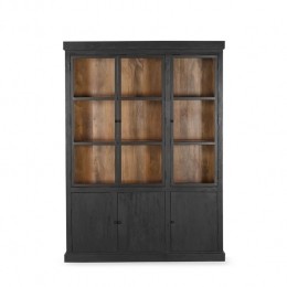 GigaMeubel-VitrinekastZwart-160x40x220cm-Hout-KastRense