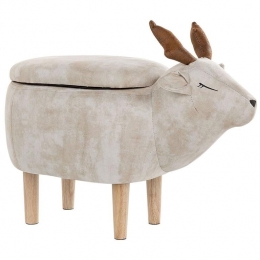 Beliani-REINDEER-Hocker-Beige-Polyester