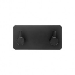 XIVADAHanddoekhakenDuo-Rvs-Plakstrip-Zwart-2in1
