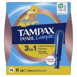 8xTampaxPearlCompakRegularTamponsMetInbrenghuls18stuks