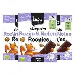 3xdeKleineKeukenBioRozijnNotenReepje75gr