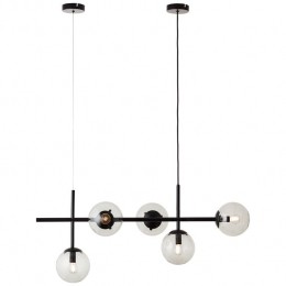 BrilliantAriolHanglamp5-lichts-ZwartGerooktGlas