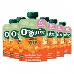 6xOrganixKnijpfruitNutraVita6mZoeteAardappelKersKaneel100gr