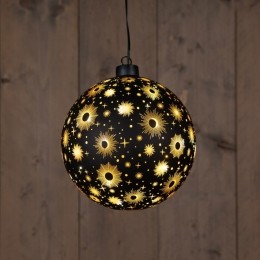 BOTBallGlassBlackStar15cmLedWarmWhite-Annascollection