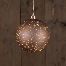BOTBallGlassMattBronzeWithStars15cm-Annascollection