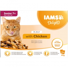 IamsDelightsPouchMultipackSeniorChickenJelly12x85gr