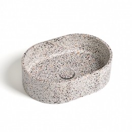 WaskomIdeavitIdeaRock40x28x12cmOvaalTerrazzoWit