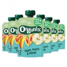 6xOrganixKnijpfruit12mAppelPerzikMango100gr