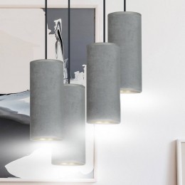 EMIBIGLIGHTINGHanglampJonitextiel4-lampsrondgrijs-goud