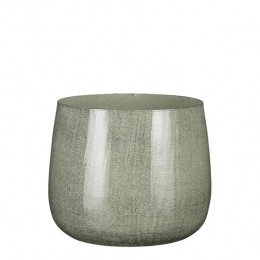 MicaDecorationsBensonBloempot-H22x24cm-Metaal-Lichtgrijs