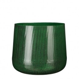MicaDecorationsBensonBloempot-H24x26cm-Metaal-Donkergroen