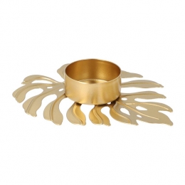 QUVIOWaxinelichthouderopeenblad-125x10x2cm-Metaal-Goud