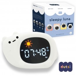 Dutsi-SlaaptrainerKinderen-SleepyLuna-Katje-MetWekkerWitteRuisNachtlampje-HelptbijeenGezondSlaapritme