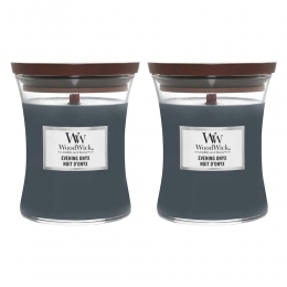 2xWoodWickGeurkaarsMediumEveningOnyx275gr