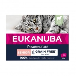 EukanubaPremiumPatGraanvrijSeniorKattenvoerNatZalmMulti-Pack12x85gr