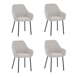 EetkamerstoelenmetarmleuningLucyBeigeStofSetvan4