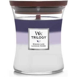 WoodWickGeurkaarsMediumTrilogyEveningLuxe275gr