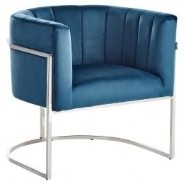 Beliani-LARVIK-Fauteuil-Blauw-Fluweel