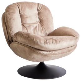 Beliani-NOLVIK-Fauteuil-Zandbeige-Fluweel
