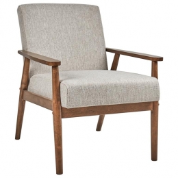 Beliani-ESRUM-Fauteuil-Grijs-StofDonkerhout
