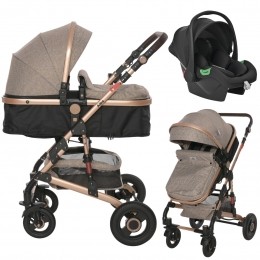 LorelliAlbaPremiumPearlBeige3-in-1CombiKinderwageninclSpiritAutostoel