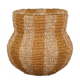 MicaDecorationsOpbergmandmetDeksel-H47x50cm-Jute-Geel