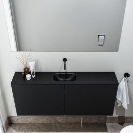 ZaroPollytoiletmeubel120cmmatzwartmetzwartewastafelzonderkraangat