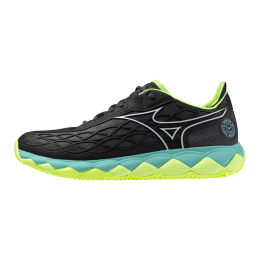 MizunoWAVEENFORCETOURCCTennisschoenenZwartwhitemizunoneolimeDamesHerenMaat39