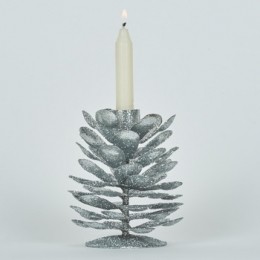 KerstdecoratiesBizzottoPCANDELA1PPINEALARGENTOH10