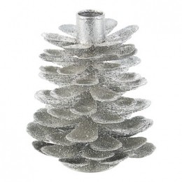 KerstdecoratiesBizzottoPCANDELA1PPINEALARGENTOH14