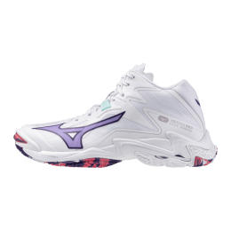 MizunoWAVELIGHTNINGZ8MIDVolleybalschoenenWitVioletIndigoCamelliaRosDamesMaat425